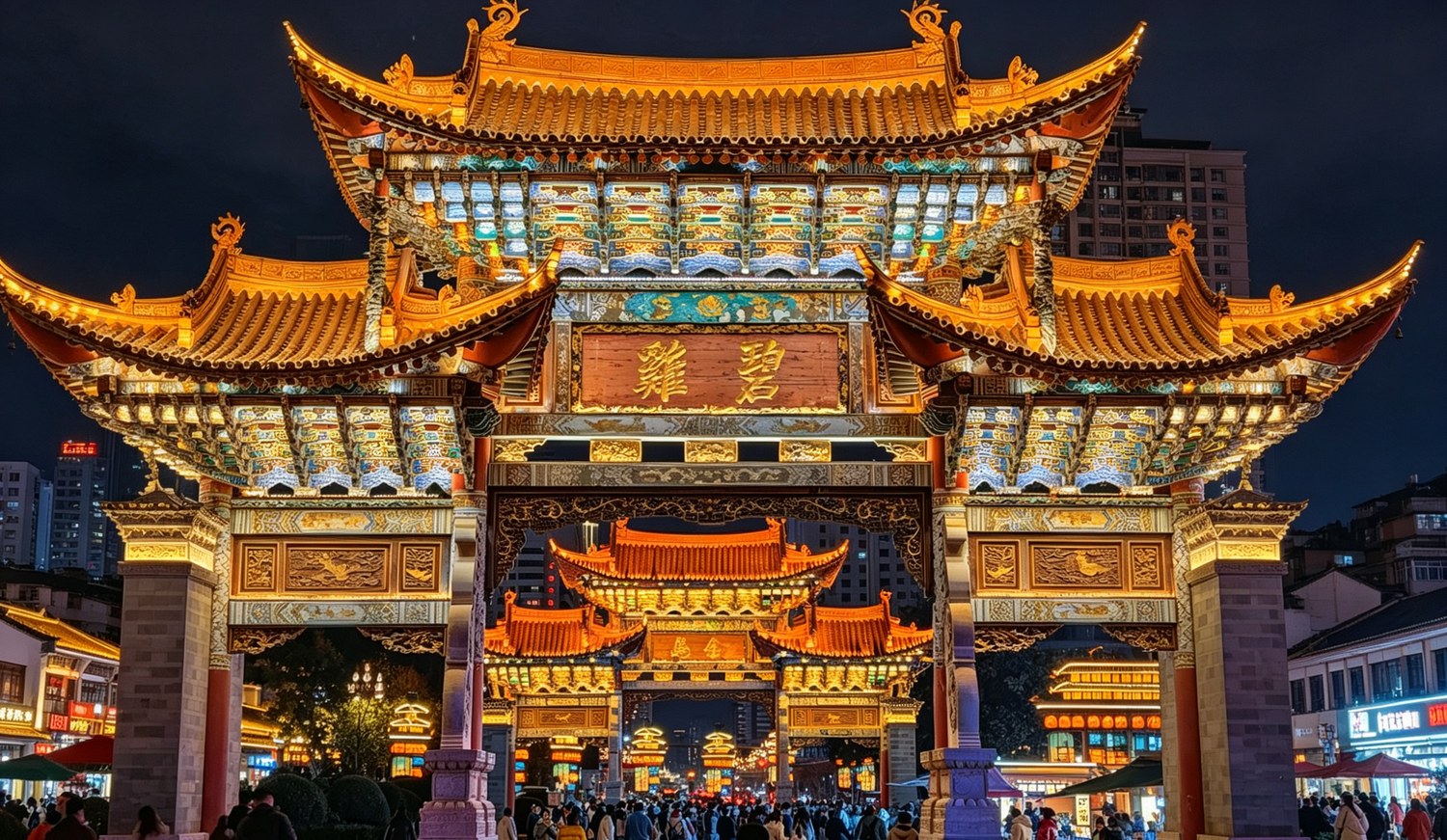 Kunming | Arrival → Jinma & Biji Archways → Night Market